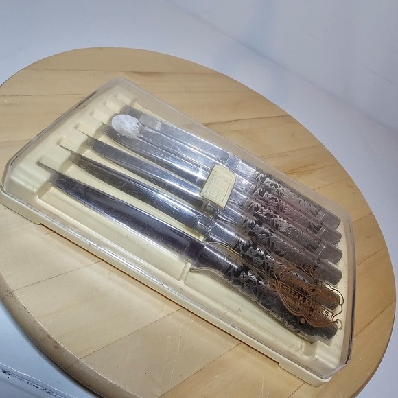 Vintage 1950s Set 6 Carvel Hall Fine Cutlery by Briddell Steak Knives In Case - Picture 9 of 11